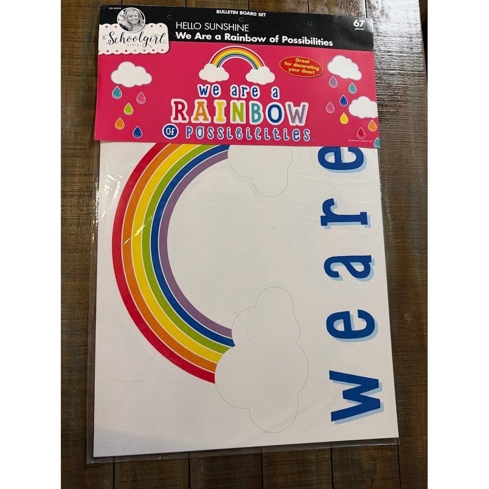 Schoolgirl Style Hello Sunshine Rainbow Bulletin Board Set 67pc CD-110416